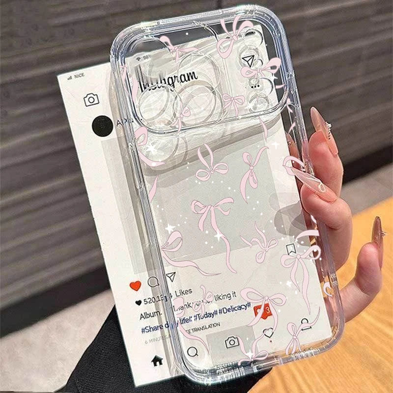 Simple Love Heart Bow Polka Dot Clear iPhone Case
