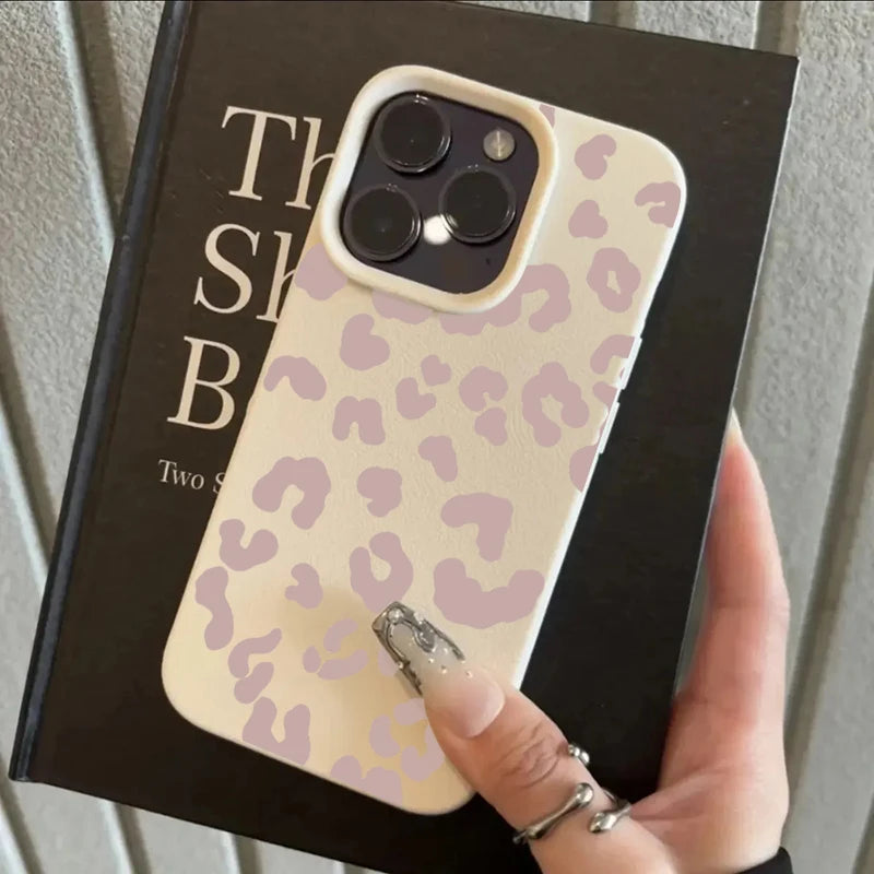 Leopard Print Lychee Pattern Silicone iPhone Case