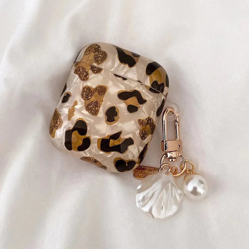Pearl AirPods Case with Leopard Pendant