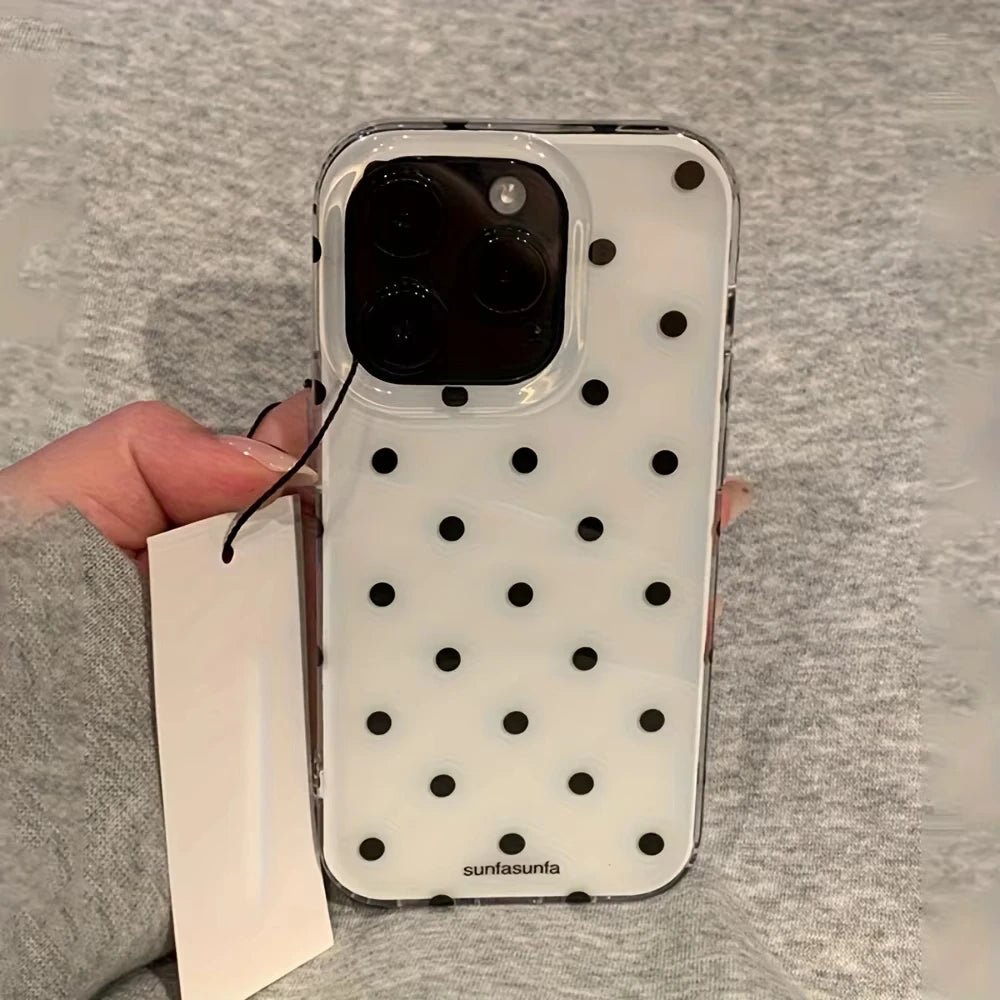 Fashion Black White Polka Dot Pattern iPhone Case