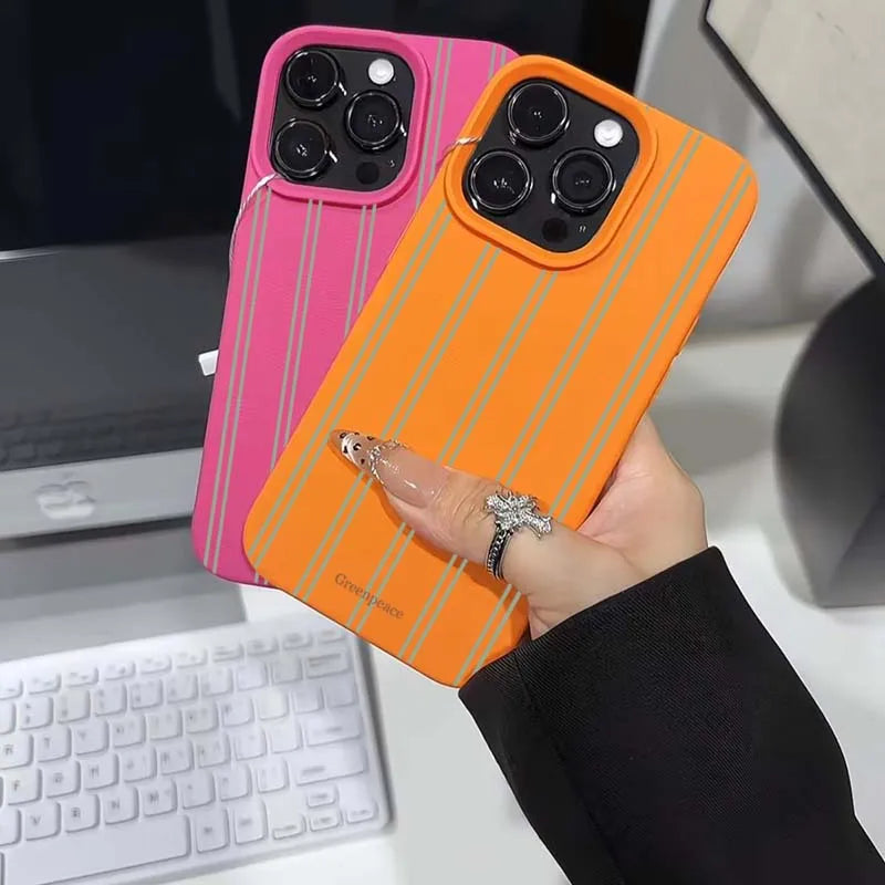 The Green Stripe Lichee Pattern iPhone Case