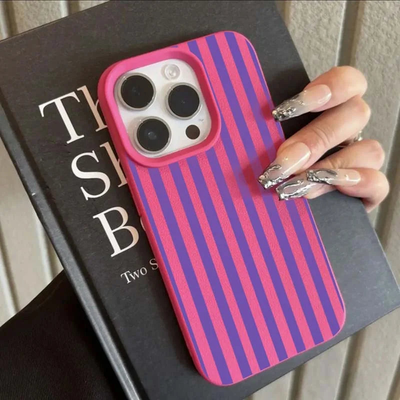 Colorful Striped Minimalist INS Couple iPhone Case