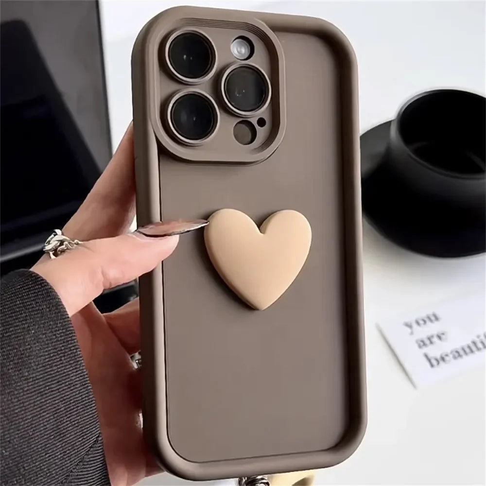 Cute 3D Love Heart Silicone iPhone Case