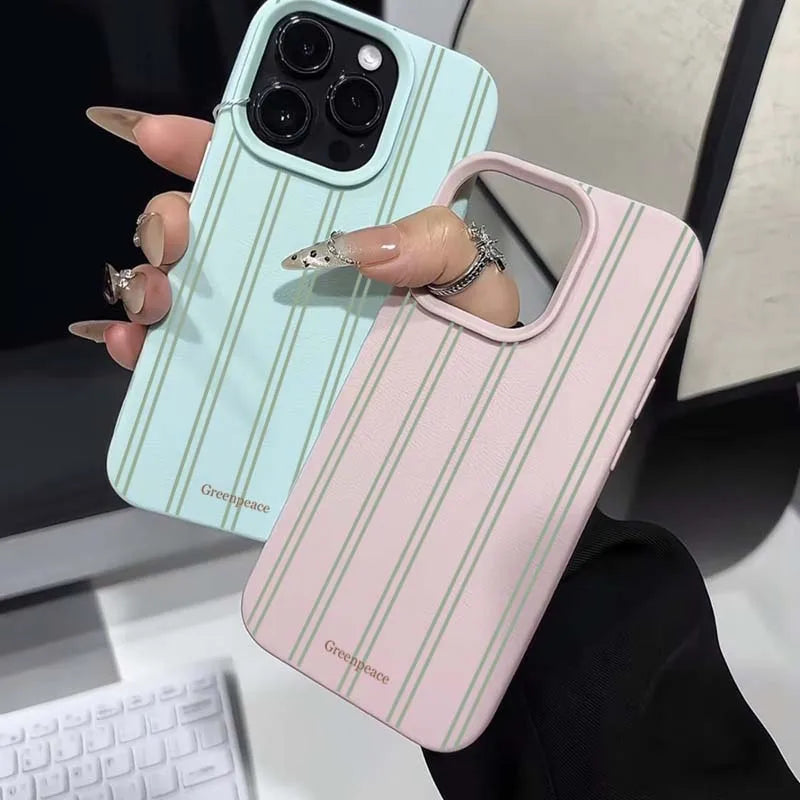 The Green Stripe Lichee Pattern iPhone Case