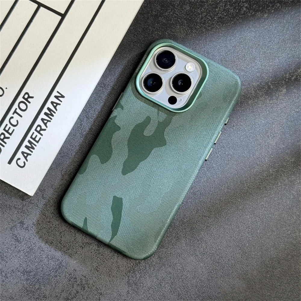 Leather Shockproof Armor Magnetic iPhone Case
