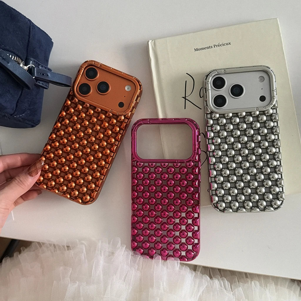 Hollow Out Pearl Round Bead Shockproof iPhone Case