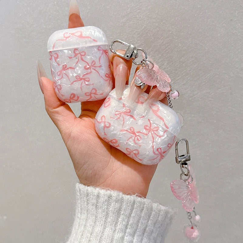 Glitter Bow AirPods Clear Case