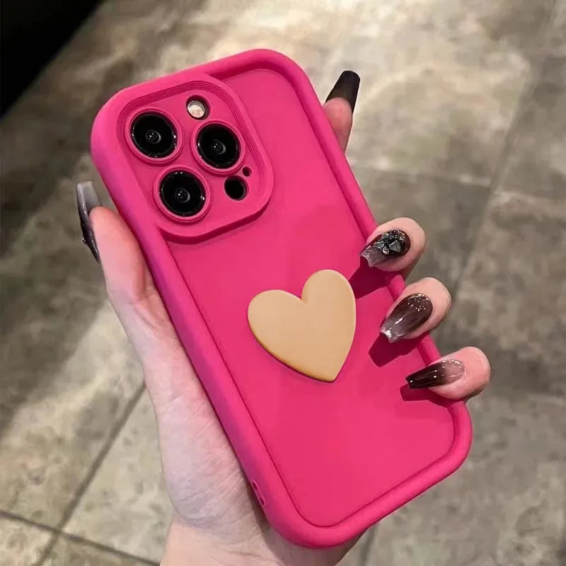 Cute 3D Love Heart Silicone iPhone Case