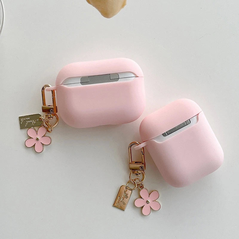 Pink Flower AirPods Silicone Case