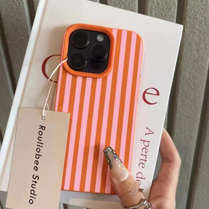Colorful Striped Minimalist INS Couple iPhone Case