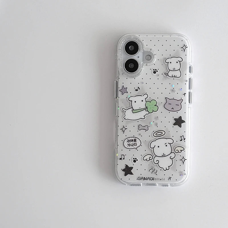 Puppy Polka Dots Glitter iPhone Case