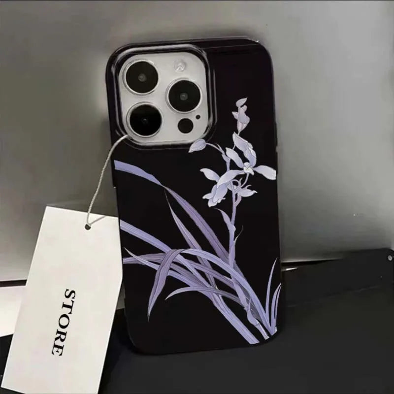 Orchid Flower Print Soft iPhone Case