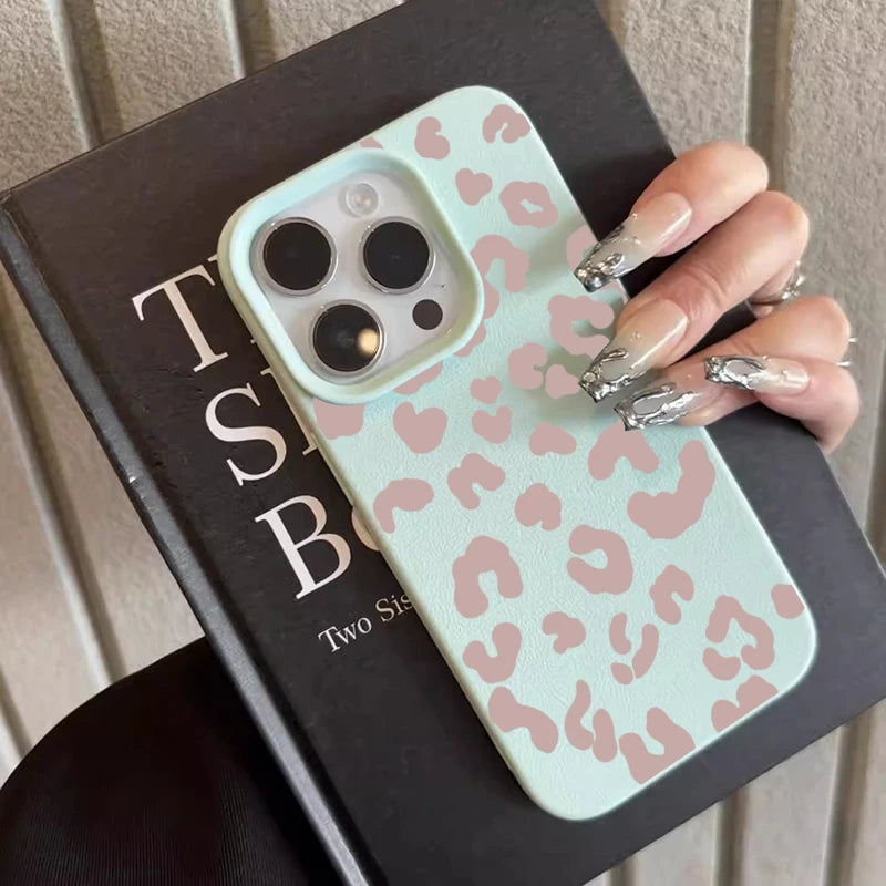 Leopard Print Lychee Pattern Silicone iPhone Case