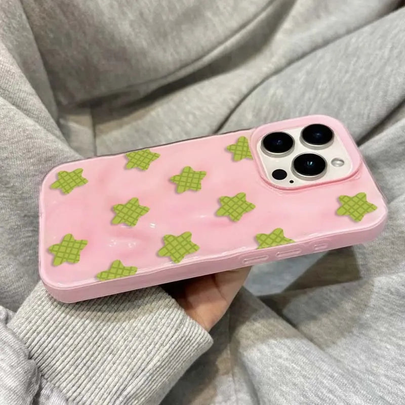 Cartoon Black Checkered Star Pattern iPhone Case