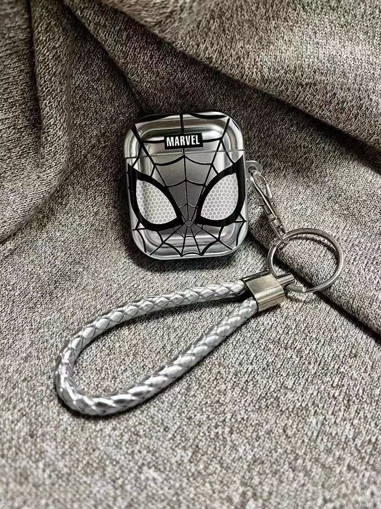 Silver Spiderman AirPods TPU Case with Lanyard