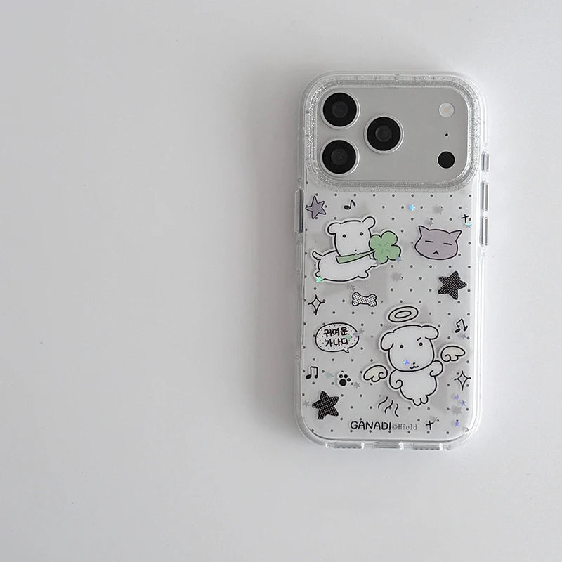 Puppy Polka Dots Glitter iPhone Case