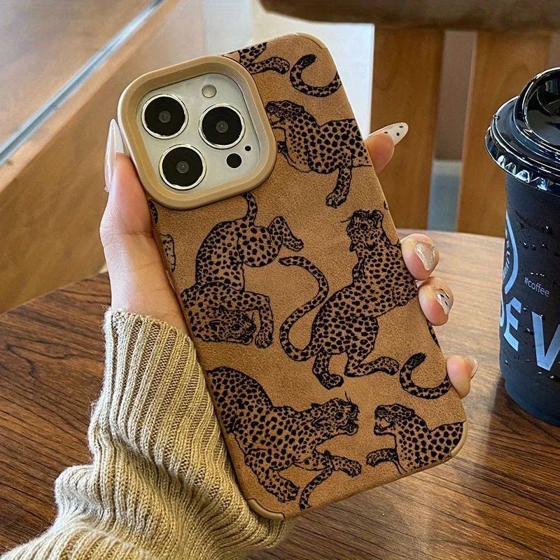 Leopard Pattern Bonded Leather iPhone Case