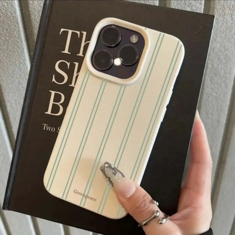 The Green Stripe Lichee Pattern iPhone Case