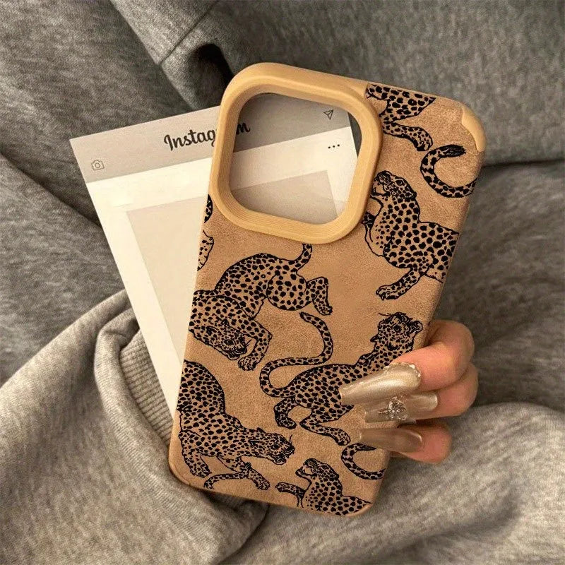 Leopard Pattern Bonded Leather iPhone Case