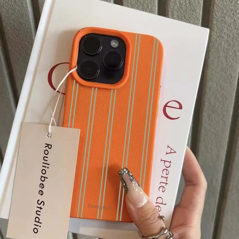 The Green Stripe Lichee Pattern iPhone Case