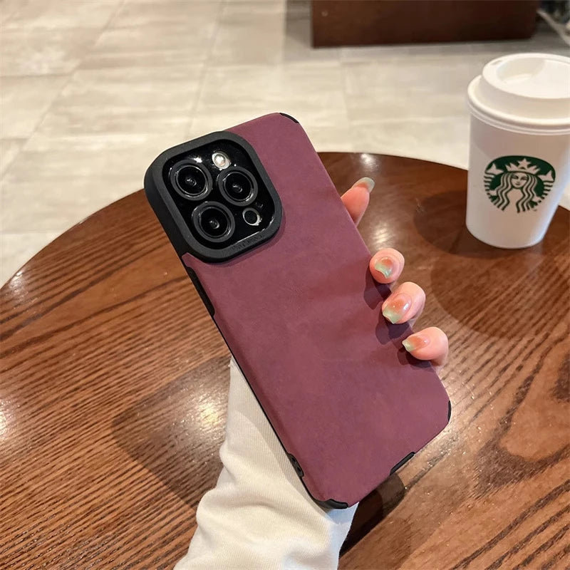 Fashion Matte Leather Silicone iPhone Case