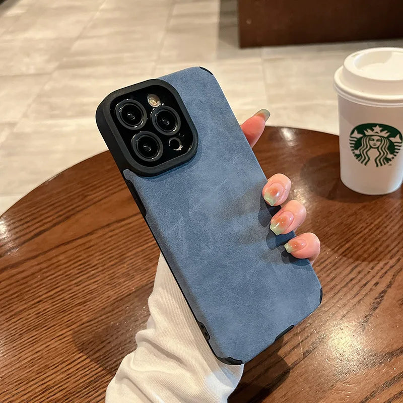 Fashion Matte Leather Silicone iPhone Case