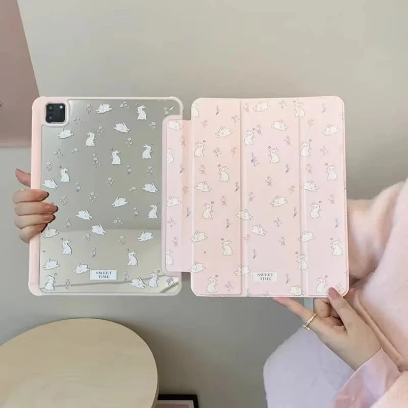 Floral Clear iPad Case with Foldable Stand