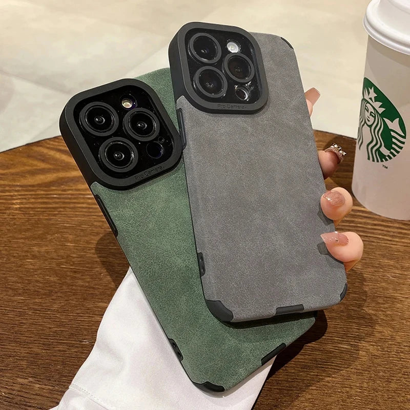 Fashion Matte Leather Silicone iPhone Case