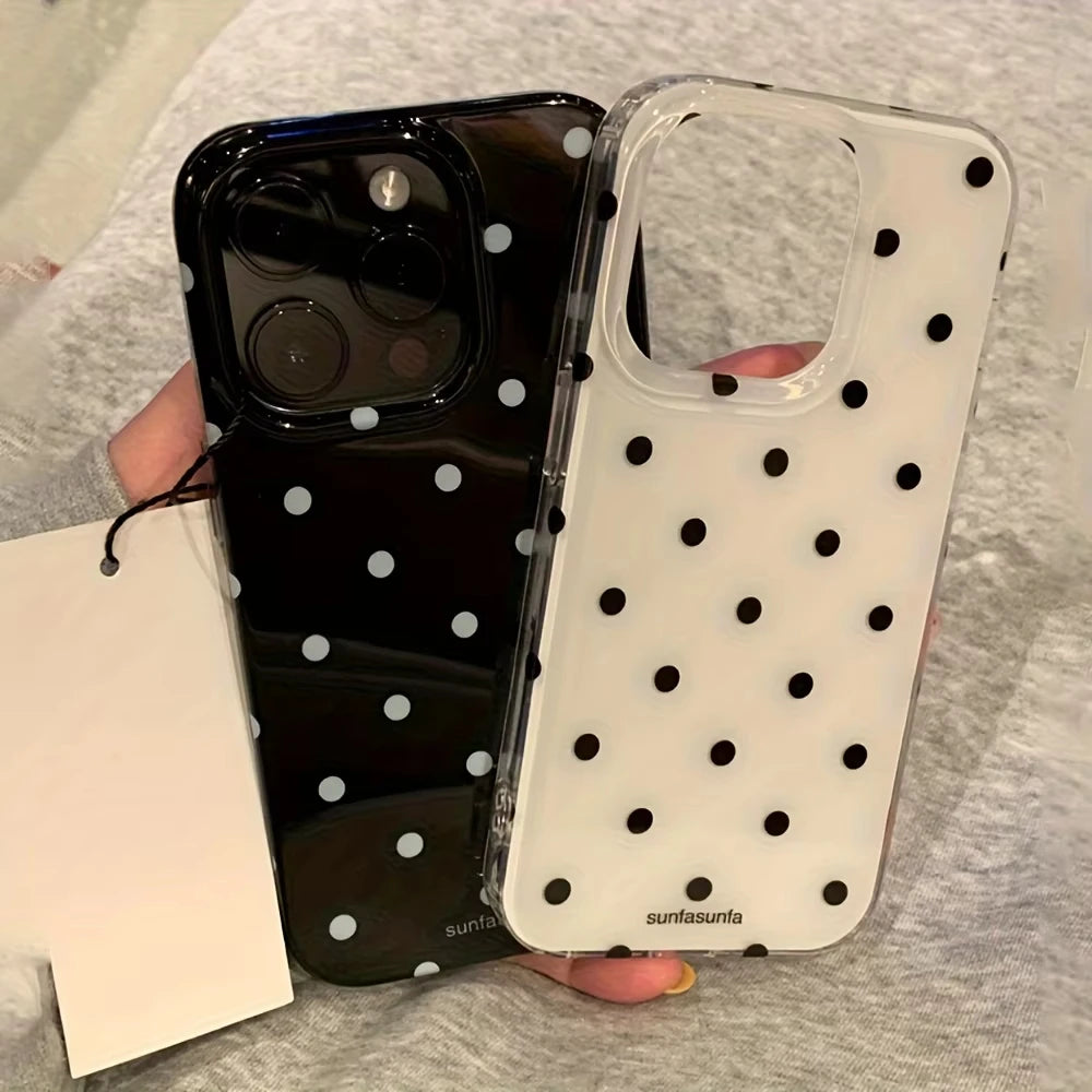 Fashion Black White Polka Dot Pattern iPhone Case