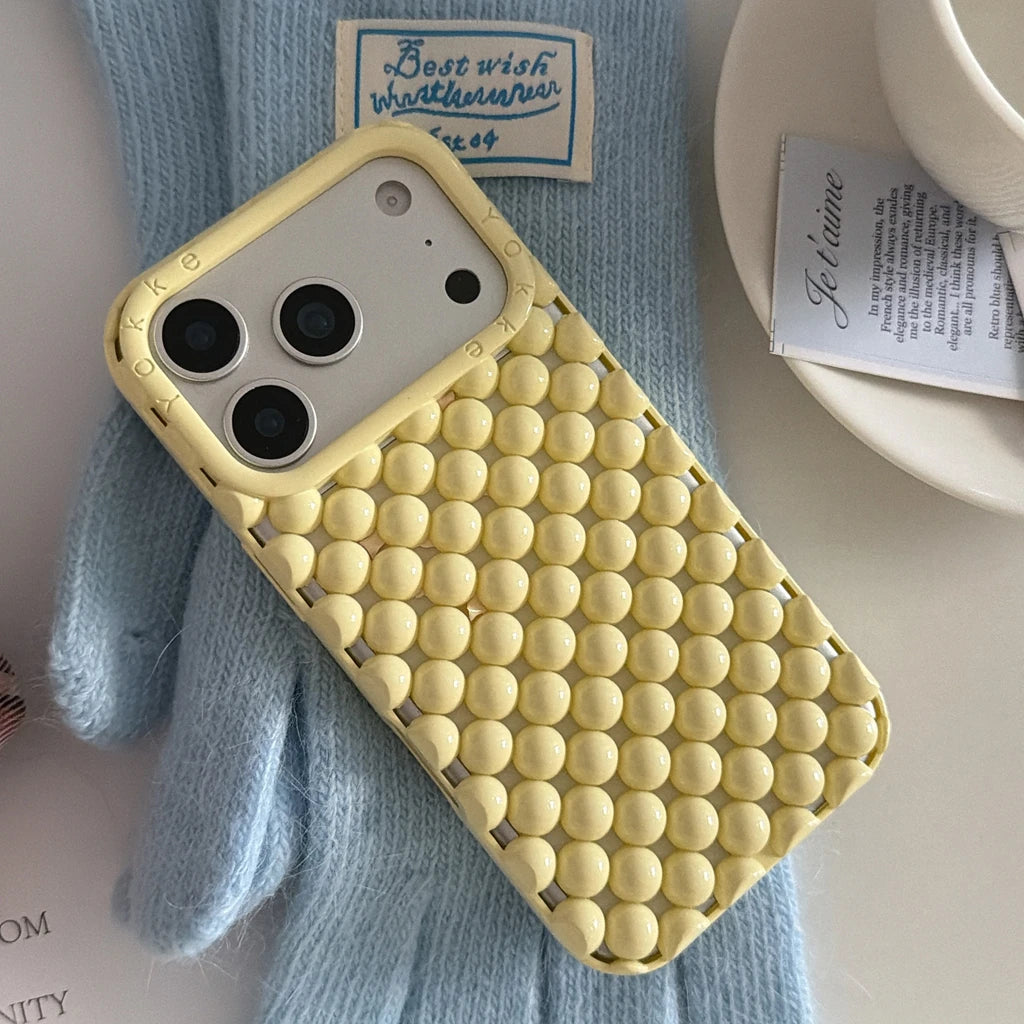 Hollow Out Pearl Round Bead Shockproof iPhone Case