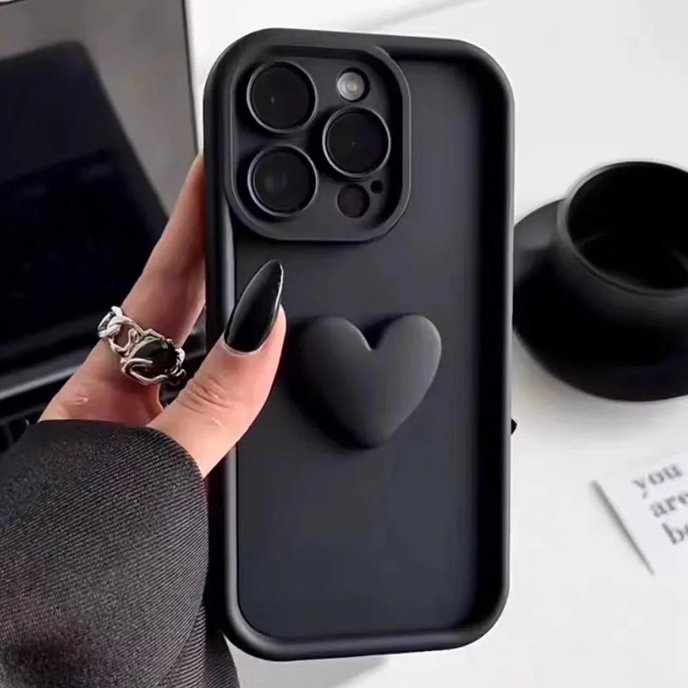 Cute 3D Love Heart Silicone iPhone Case
