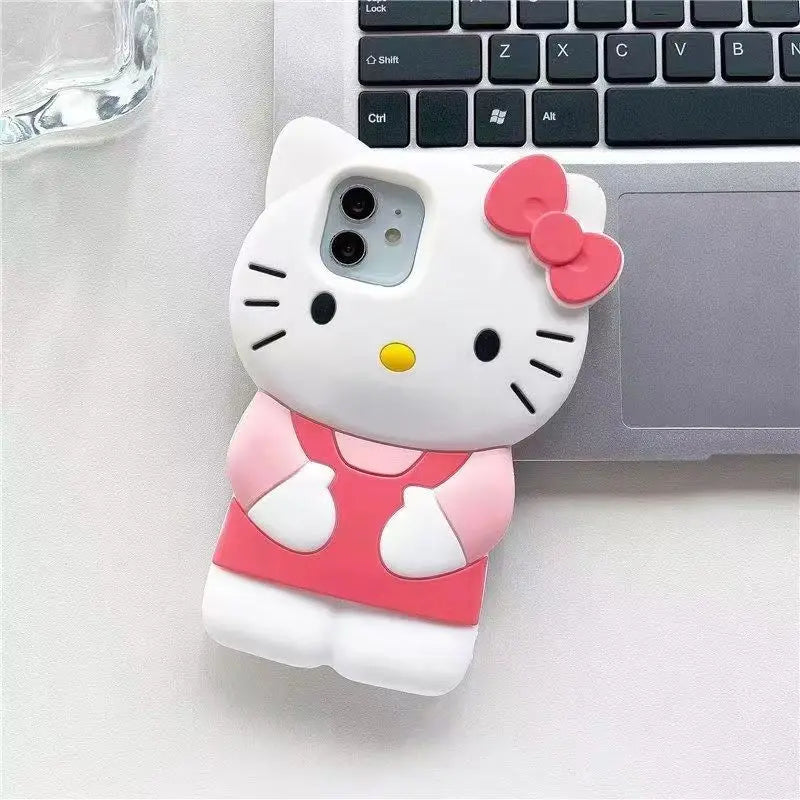 Bowknot Kitty Cat 3D Silicone Soft iPhone Case