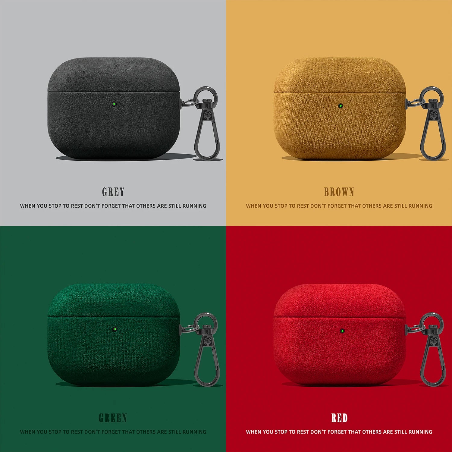 Corduroy AirPods Leather Case with Keychain
