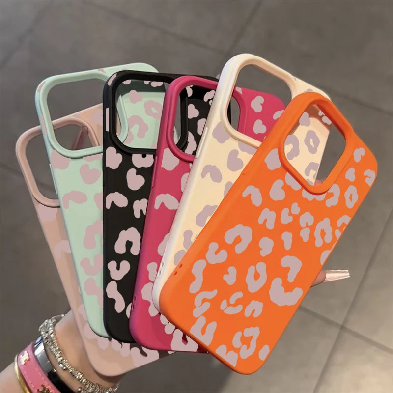 Leopard Print Lychee Pattern Silicone iPhone Case