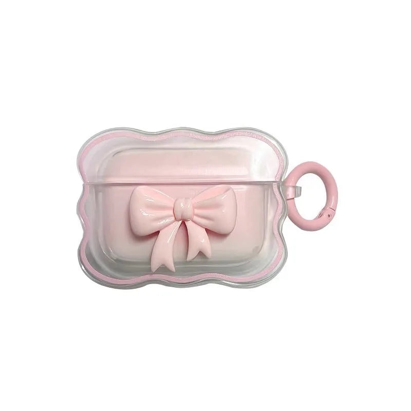 Pink Bow AirPods Floral Case with Keychain