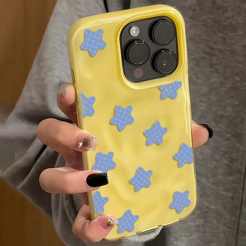 Cartoon Black Checkered Star Pattern iPhone Case