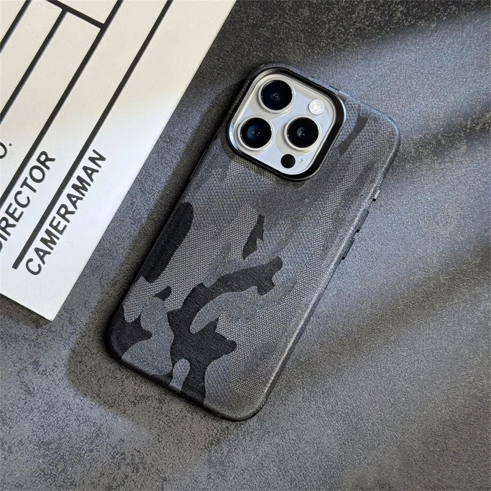 Leather Shockproof Armor Magnetic iPhone Case