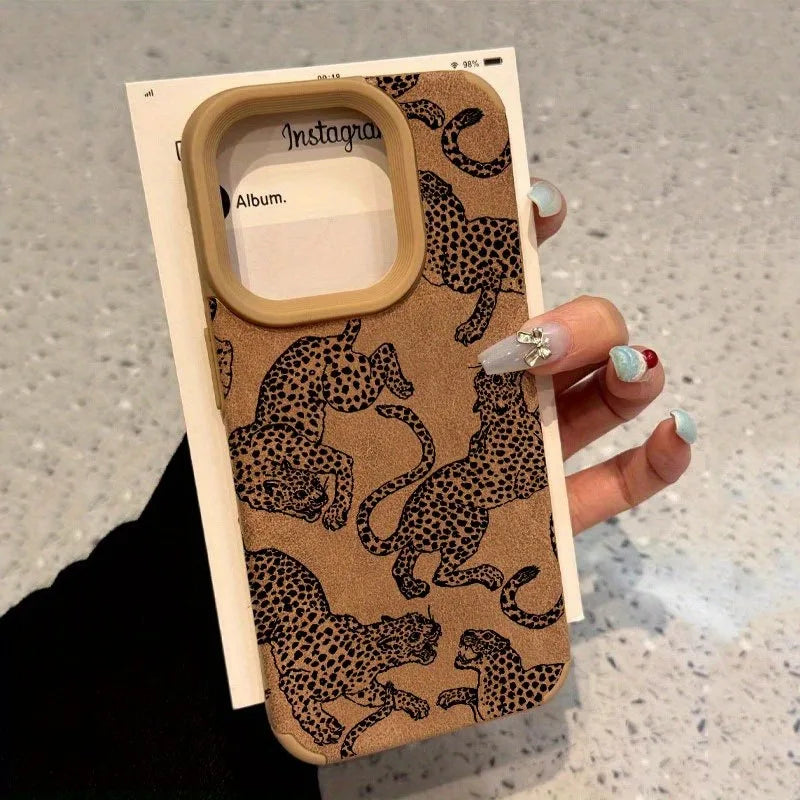 Leopard Pattern Bonded Leather iPhone Case