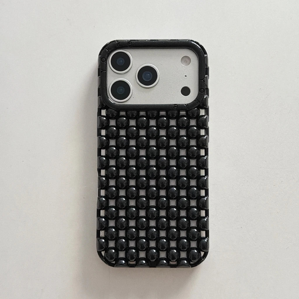 Hollow Out Pearl Round Bead Shockproof iPhone Case