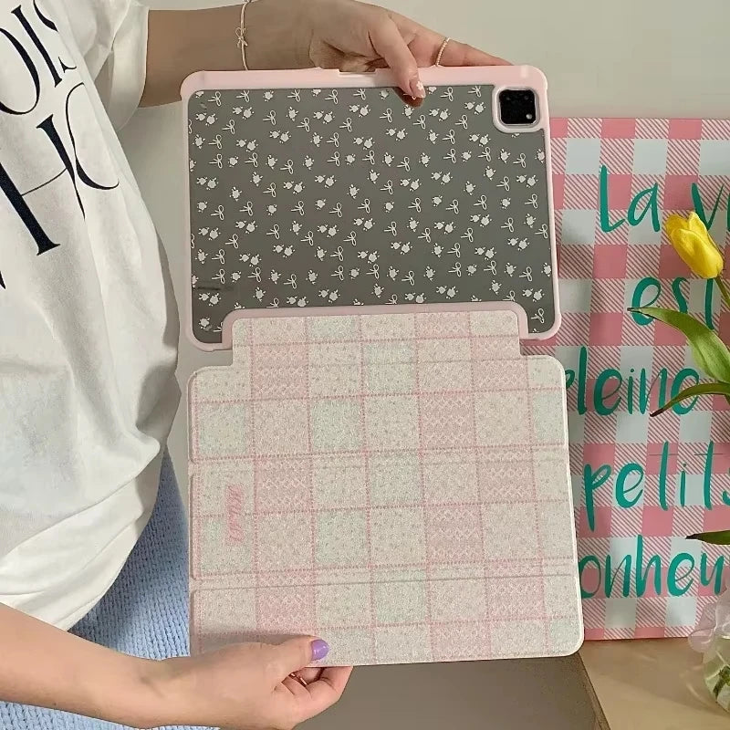 Floral Clear iPad Case with Foldable Stand