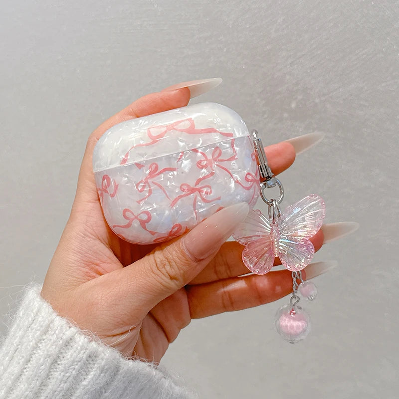 Glitter Bow AirPods Clear Case