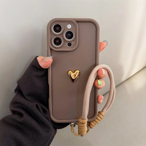 3D Golden Love Heart iPhone Case