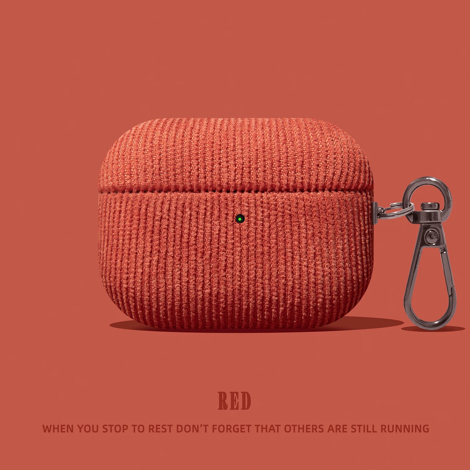 Corduroy AirPods Leather Case with Keychain