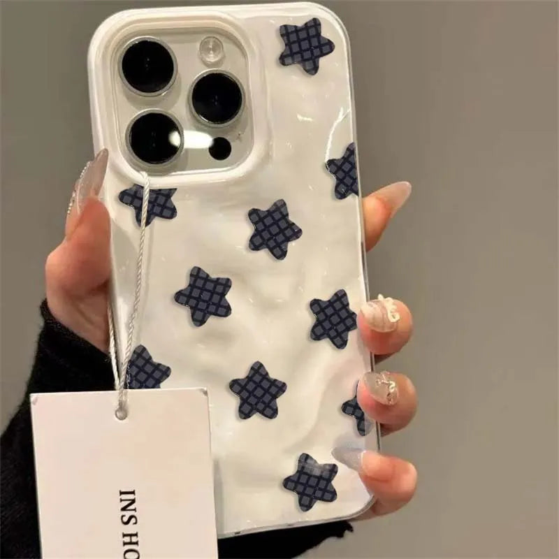 Cartoon Black Checkered Star Pattern iPhone Case