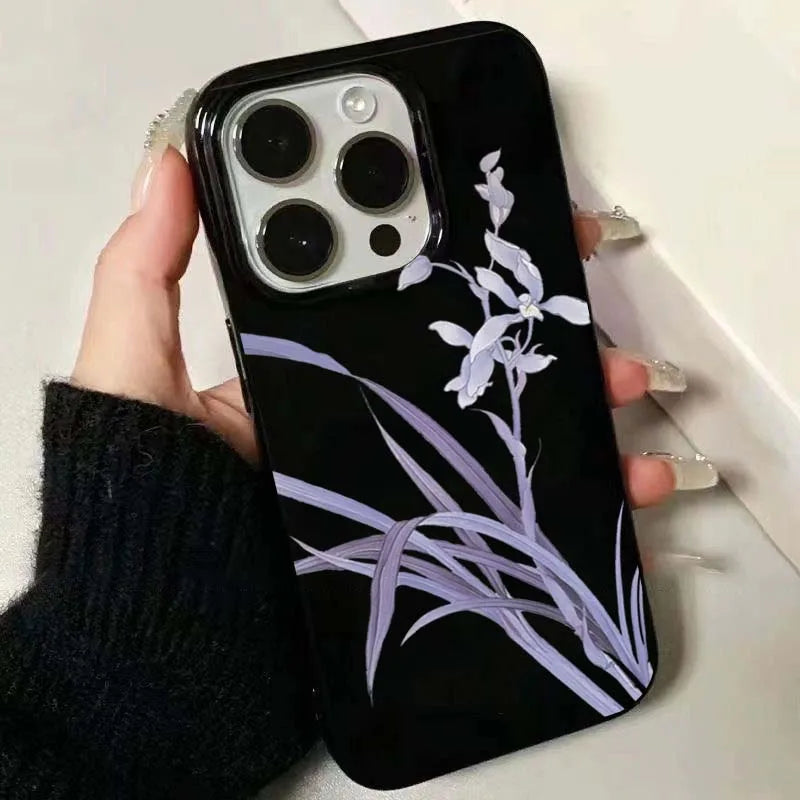 Orchid Flower Print Soft iPhone Case