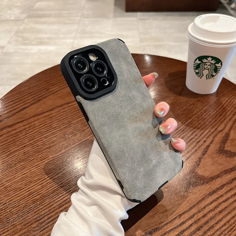 Fashion Matte Leather Silicone iPhone Case