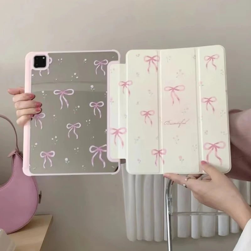 Floral Clear iPad Case with Foldable Stand