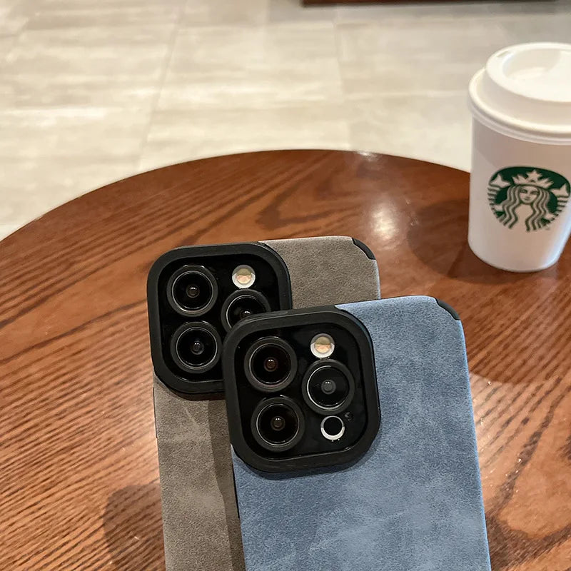 Fashion Matte Leather Silicone iPhone Case