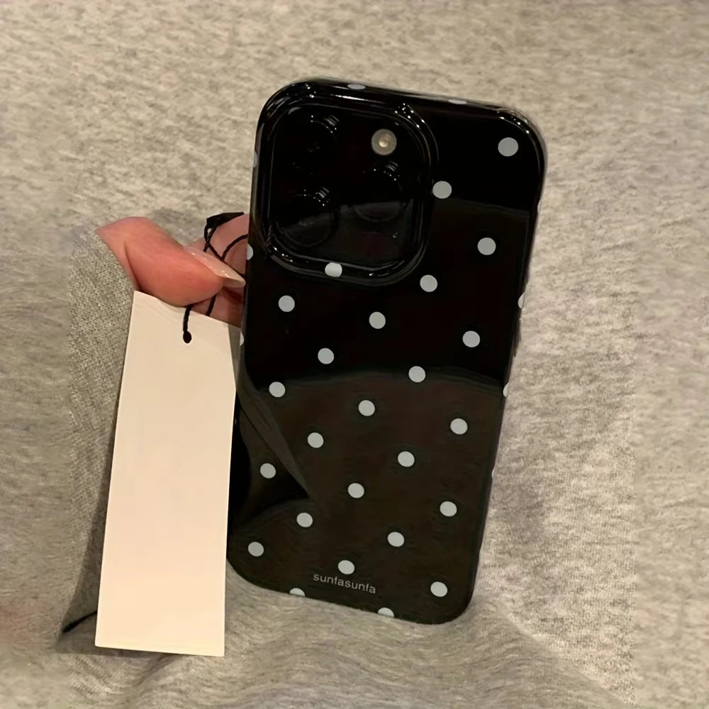 Fashion Black White Polka Dot Pattern iPhone Case