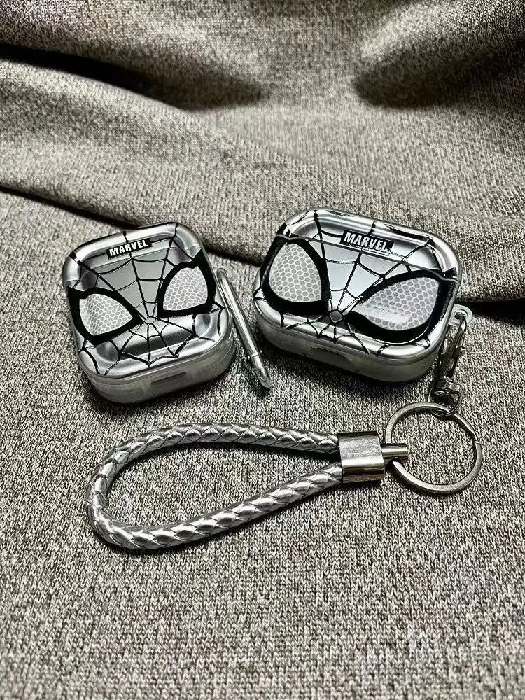 Silver Spiderman AirPods TPU Case with Lanyard